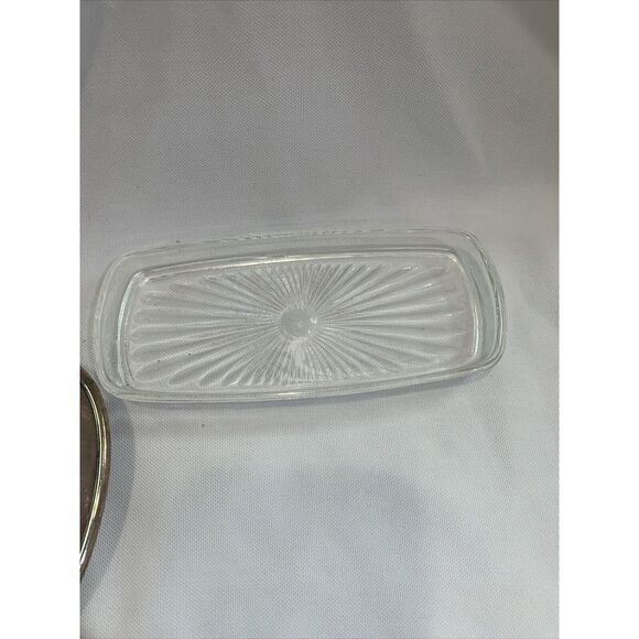 Antique Vtg. FB Rogers Silver Plated Butter Dish inside Glass Butter Holder - Picture 6 of 13